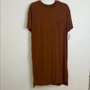 Daily Ritual-Tee shirt dress- Rich Brown-Size Medium